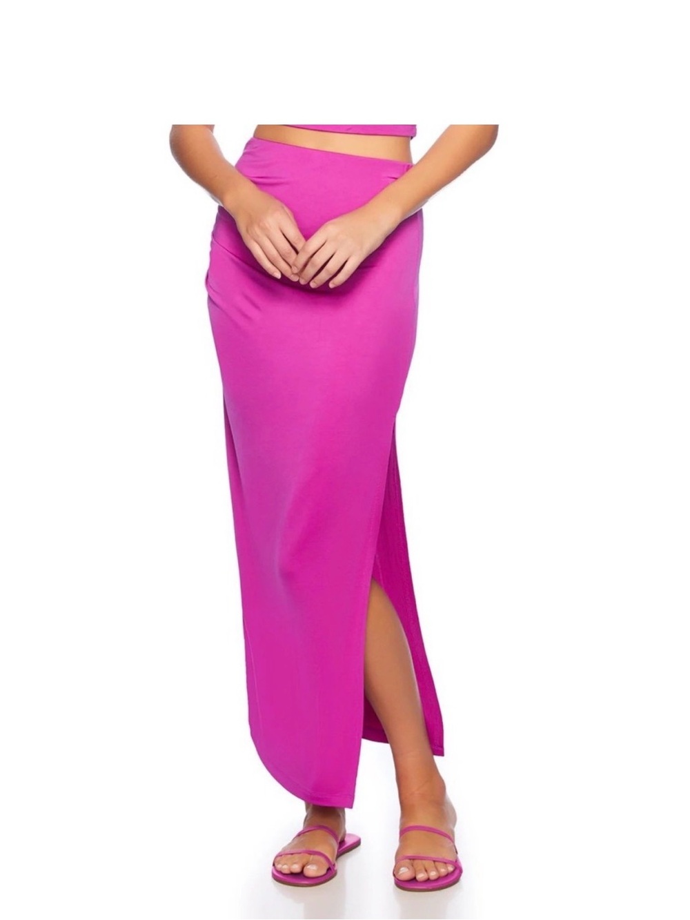Susana Monaco Viscose Solid Side Gathered Slit Skirt S